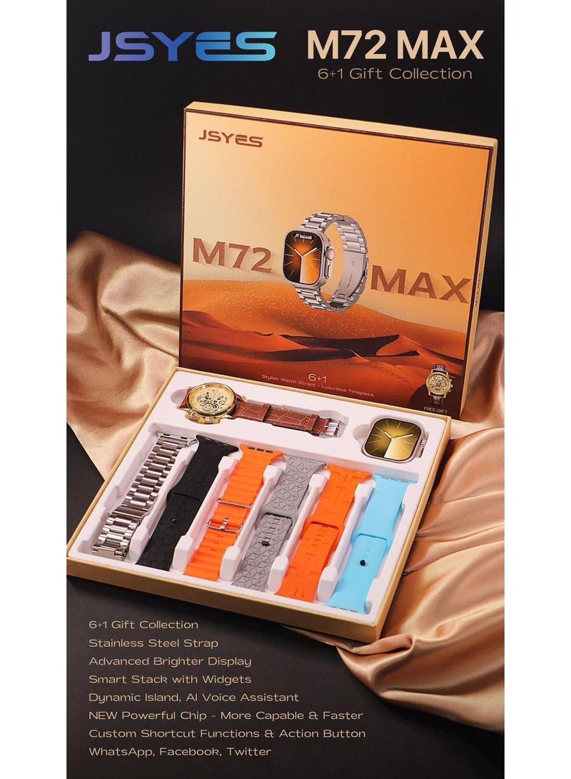 جيسي ساعة M72 Max الذكية مع 6 أحزمة ساعة JSYES الكلاسيكية - Image 2